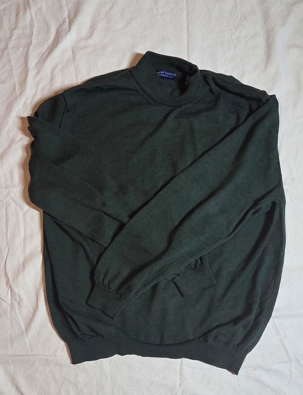 Grant Thomas Men's XXL Mock Neck Sweater – 100% Extra Fine Italian Merino Wool